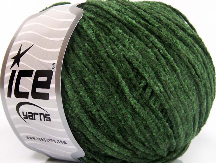 Lot of 8 Skeins ICE CHENILLE LIGHT (100% Microfiber) Hand Knitting Yarn Green