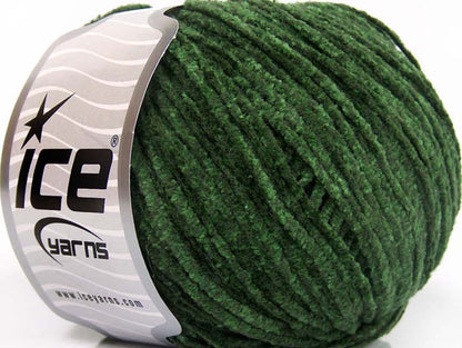 Lot of 8 Skeins ICE CHENILLE LIGHT (100% Microfiber) Hand Knitting Yarn Green