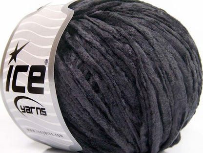Lot of 8 Skeins ICE CHENILLE LIGHT (100% Microfiber) Yarn Anthracite Black