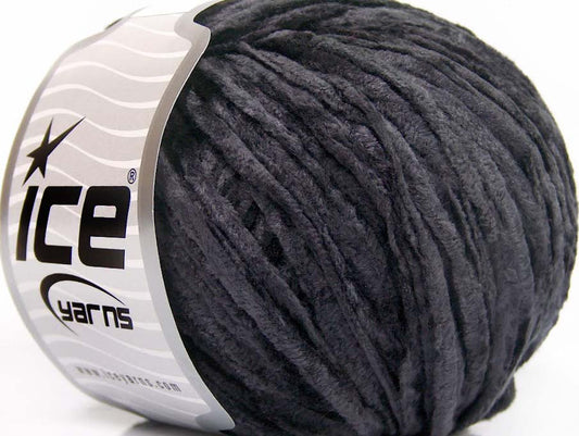 Lot of 8 Skeins ICE CHENILLE LIGHT (100% Microfiber) Yarn Anthracite Black