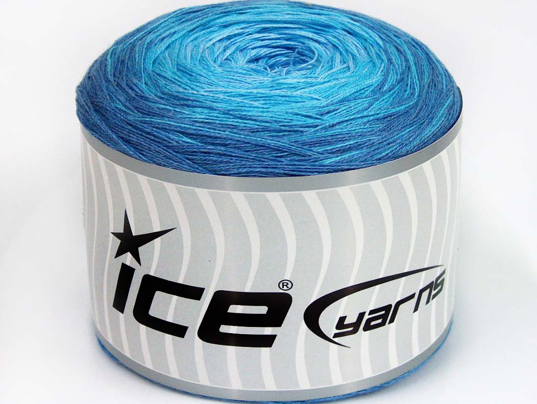 Lot of 2 x 150gr Skeins Ice Yarns CAKES COTTON FINE (50% Cotton) Yarn Blue Shades