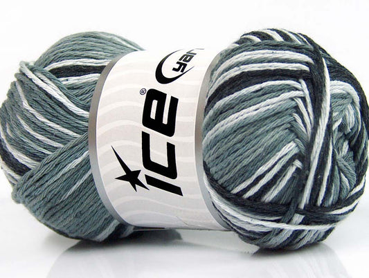 Lot of 4 x 100gr Skeins Ice Yarns NATURAL COTTON COLOR (100% Cotton) Yarn Black Grey White