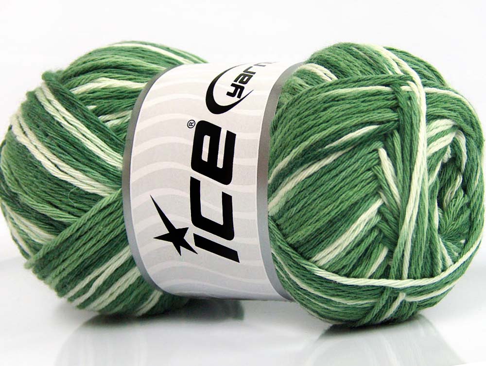 Lot of 4 x 100gr Skeins Ice Yarns NATURAL COTTON COLOR (100% Cotton) Yarn Green Shades