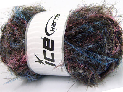 Lot of 4 x 100gr Skeins Ice Yarns TECHNO WOOL SUPERBULKY (30% Wool) Yarn Blue Pink Dark Brown