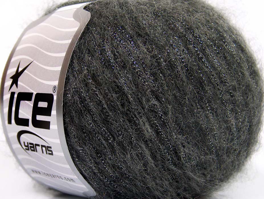 Lot of 8 Skeins Ice Yarns ROCK STAR METALLIC (25% Wool) Yarn Dark Grey