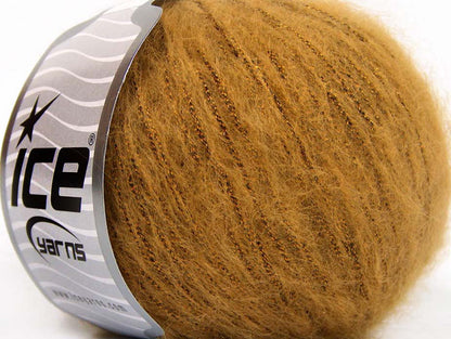 Lot of 8 Skeins Ice Yarns ROCK STAR METALLIC (25% Wool) Yarn Cafe Latte