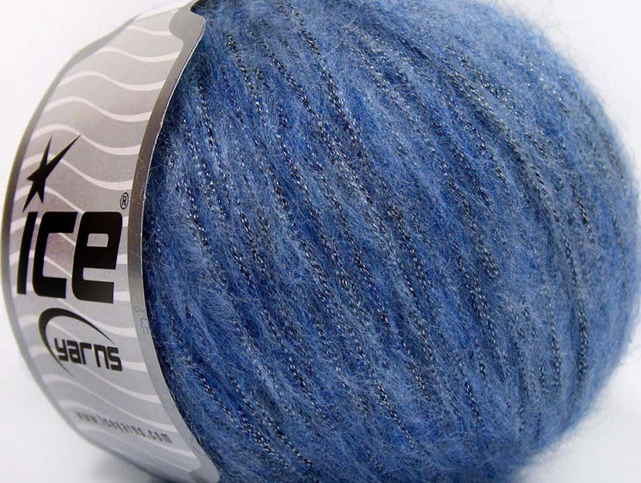 Lot of 8 Skeins Ice Yarns ROCK STAR METALLIC (25% Wool) Yarn Jeans Blue