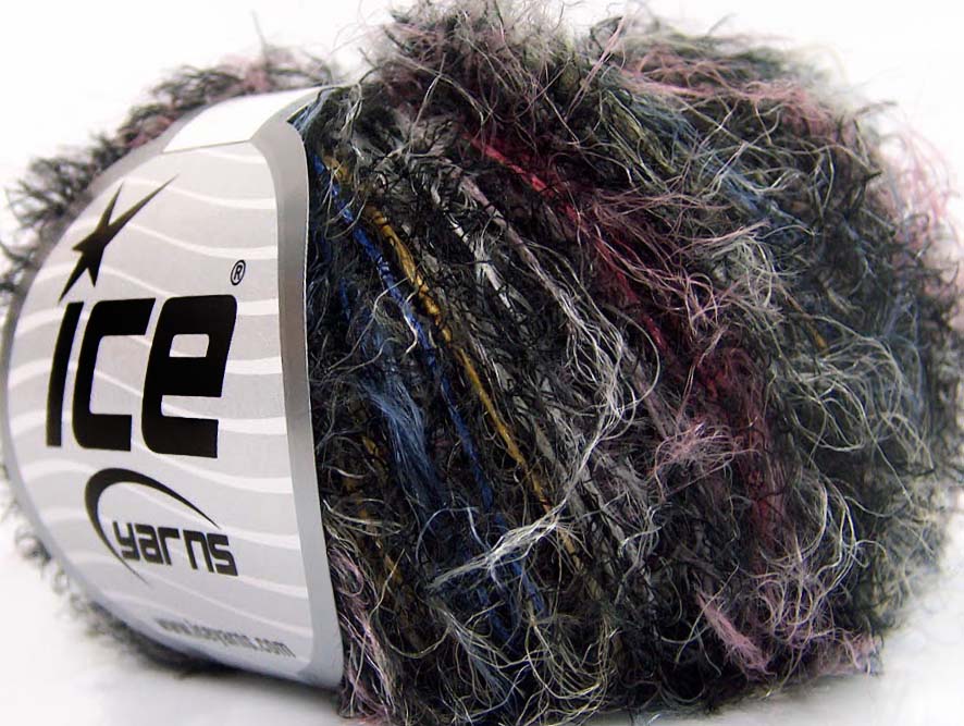 Lot of 8 Skeins Ice Yarns TECHNO STAR Hand Knitting Yarn Black Pink Blue Gold