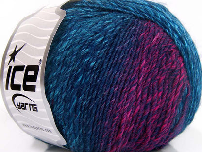 Lot of 8 Skeins Ice Yarns ROSETO (30% Wool) Yarn Turquoise Shades Navy Fuchsia