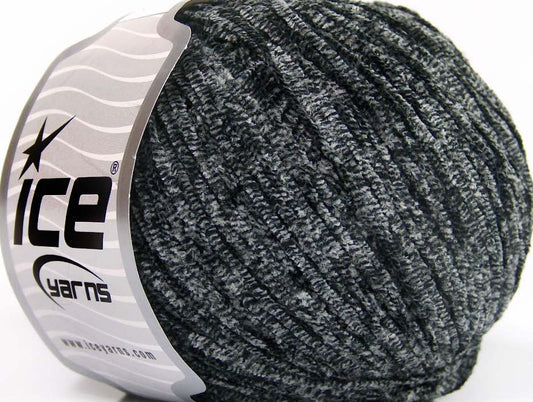 Lot of 8 Skeins Ice Yarns SALE CHENILLE (100% MicroFiber) Yarn Black Grey White