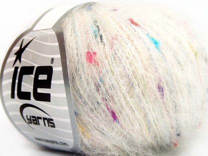 Lot of 10 Skeins Ice Yarns SALE MOHAIR-WOOL BLEND (25% Mohair) Yarn White Turquoise Purple Green Orange