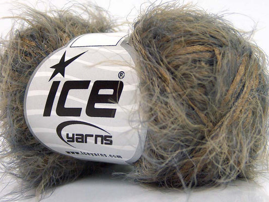 Lot of 8 Skeins Ice Yarns SALE EYELASH BLEND Hand Knitting Yarn Camel Grey