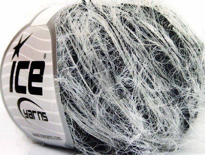 Lot of 8 Skeins Ice Yarns SALE EYELASH BLEND Hand Knitting Yarn White Black