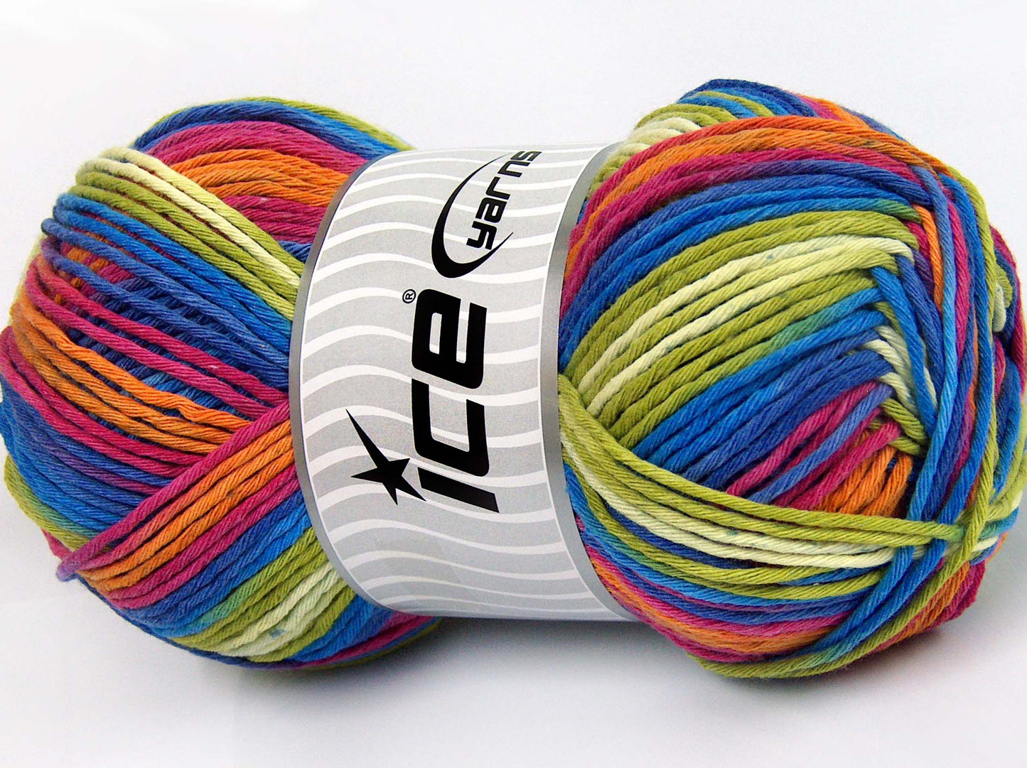 Lot of 2 x 200gr Skeins Ice Yarns NATURAL COTTON COLOR WORSTED (100% Cotton) Yarn Blue Green Orange Pink White
