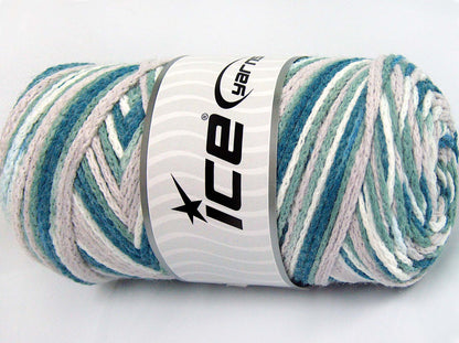 Lot of 2 x 200gr Skeins Ice Yarns SAVER CHAIN COLOR Yarn Teal Khaki Beige White