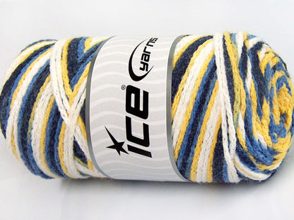Lot of 2 x 200gr Skeins Ice Yarns SAVER CHAIN COLOR Yarn Navy Blue Yellow White
