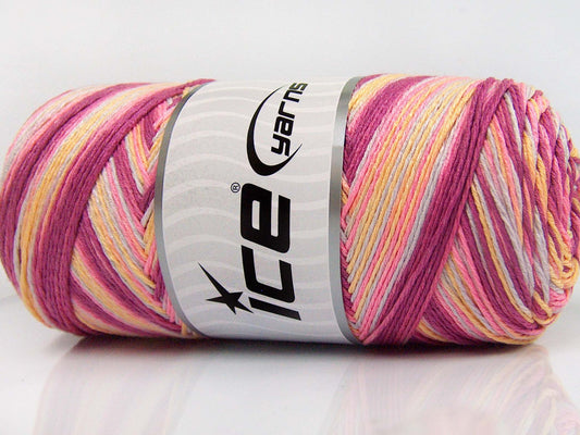 Lot of 2 x 200gr Skeins Ice Yarns SAVER COLOR LIGHT Yarn Orchid Pink Yellow Light Grey