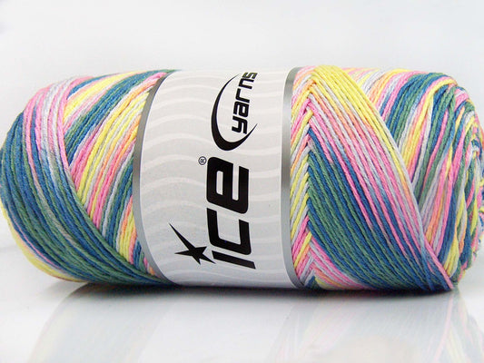 Lot of 2 x 200gr Skeins Ice Yarns SAVER COLOR LIGHT Yarn Green Shades Pink