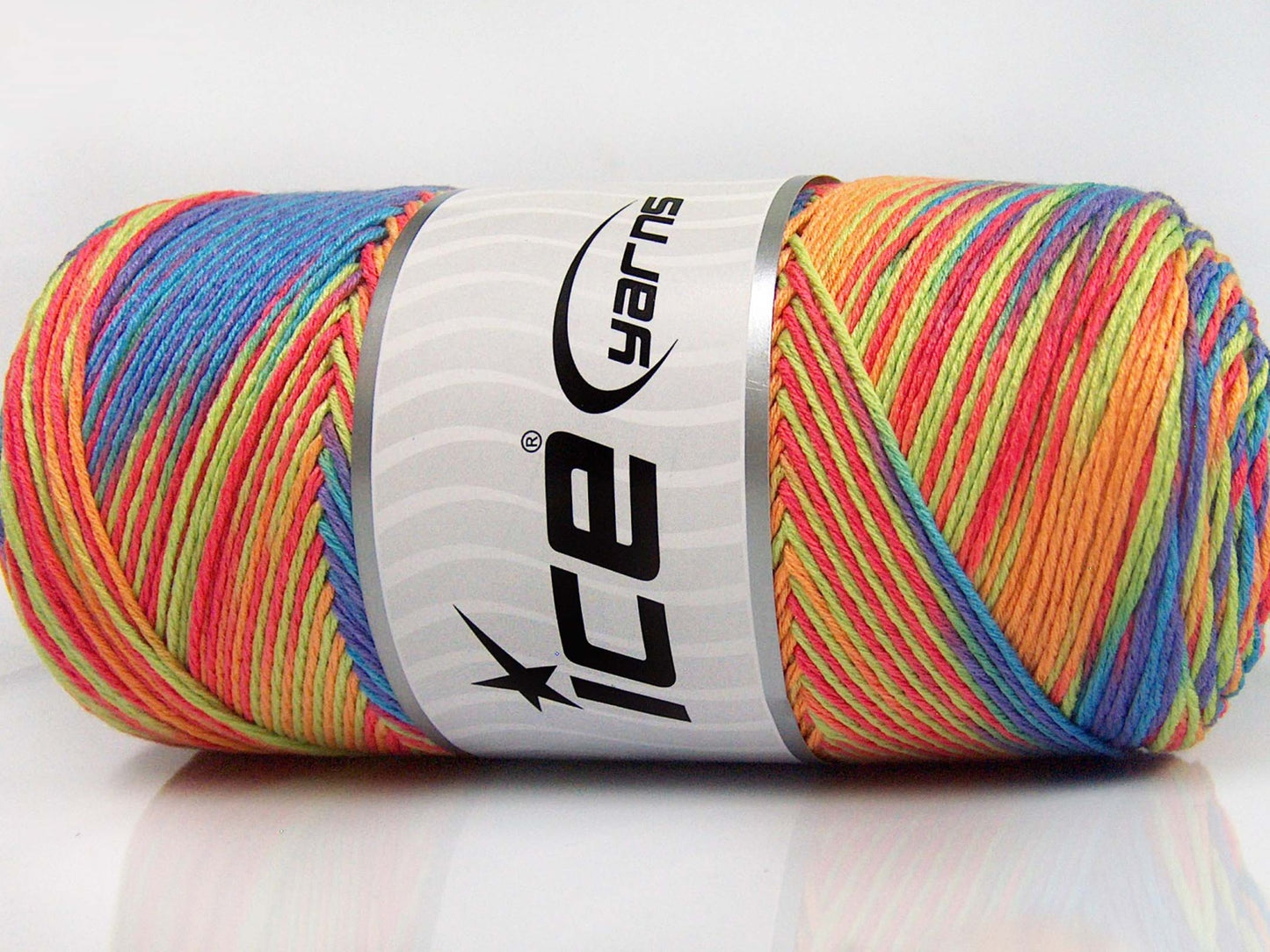 Lot of 2 x 200gr Skeins Ice Yarns SAVER COLOR LIGHT Yarn Lilac Turquoise Green Salmon Gold