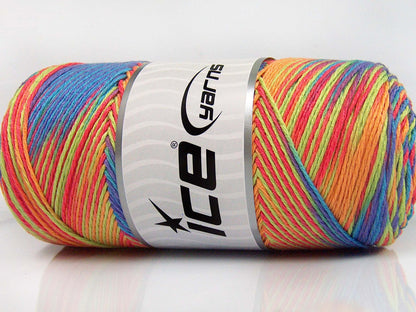 Lot of 2 x 200gr Skeins Ice Yarns SAVER COLOR LIGHT Yarn Lilac Turquoise Green Salmon Gold