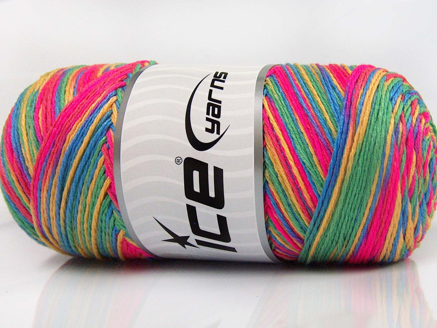 Lot of 2 x 200gr Skeins Ice Yarns SAVER COLOR LIGHT Yarn Fuchsia Turquoise Green Yellow