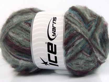 Lot of 4 x 100gr Skeins Ice Yarns SALE WINTER (37% Kid Mohair) Yarn Grey Shades Maroon Lilac Turquoise