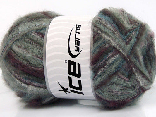 Lot of 4 x 100gr Skeins Ice Yarns SALE WINTER (37% Kid Mohair) Yarn Grey Shades Maroon Lilac Turquoise