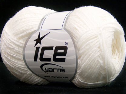 Lot of 8 Skeins Ice Yarns MUSTANG COTTON (74% Cotton) Hand Knitting Yarn White