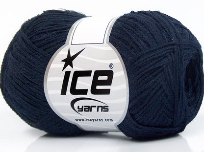 Lot of 8 Skeins Ice Yarns MUSTANG COTTON (74% Cotton) Hand Knitting Yarn Navy