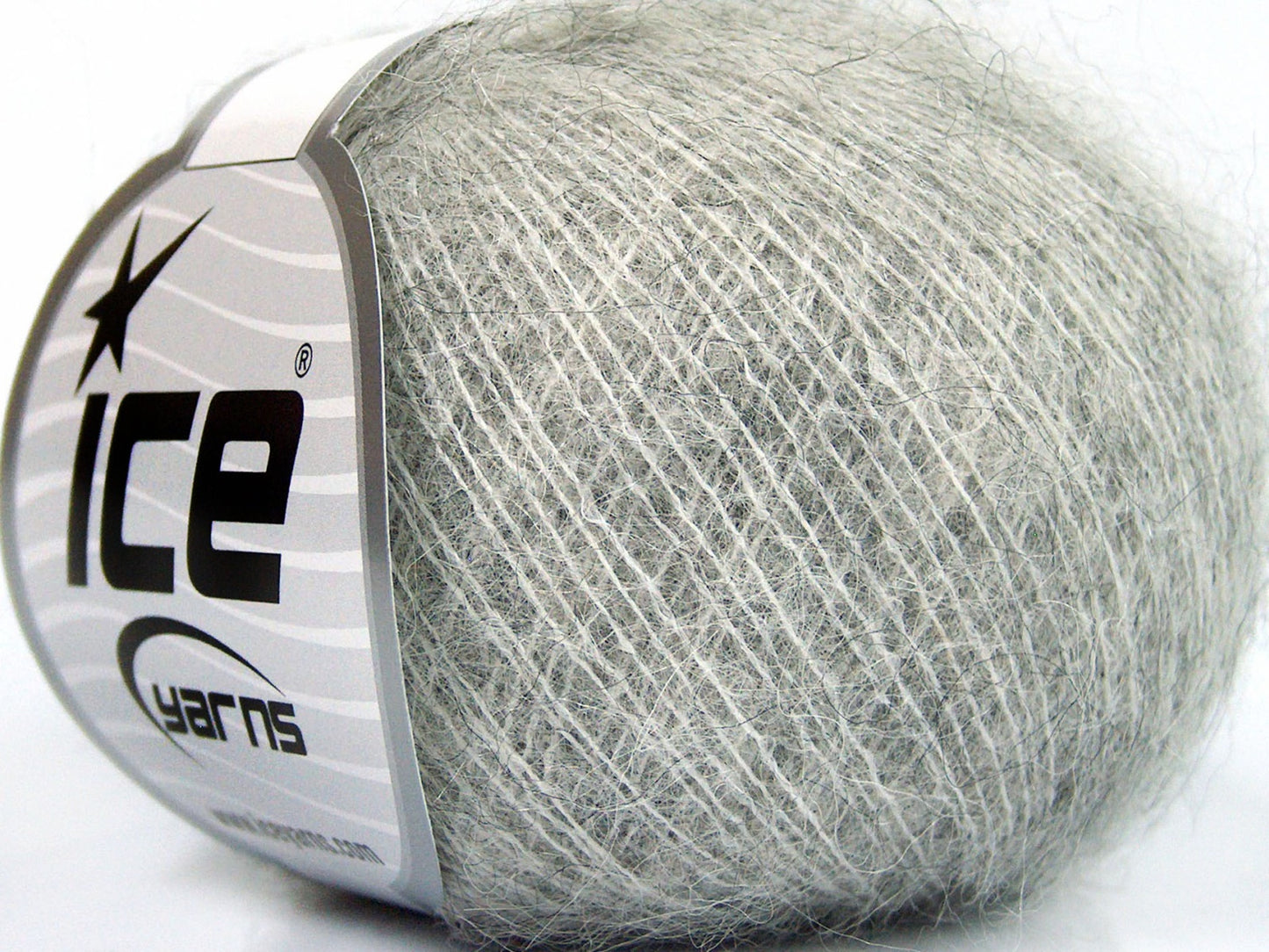 Lot of 10 Skeins Ice Yarns KID MOHAIR ALPACA SUPERFINE (40% Kid Mohair 40% Alpaca Superfine) Yarn Light Grey