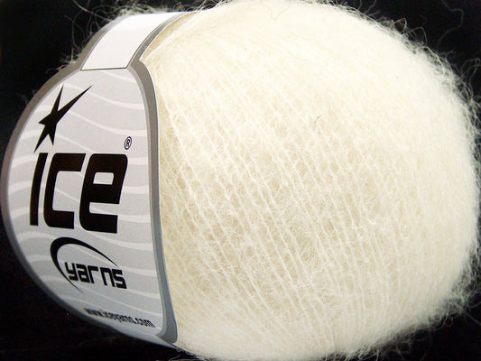 Lot of 10 Skeins Ice Yarns KID MOHAIR ALPACA SUPERFINE (40% Kid Mohair 40% Alpaca Superfine) Yarn Light Cream