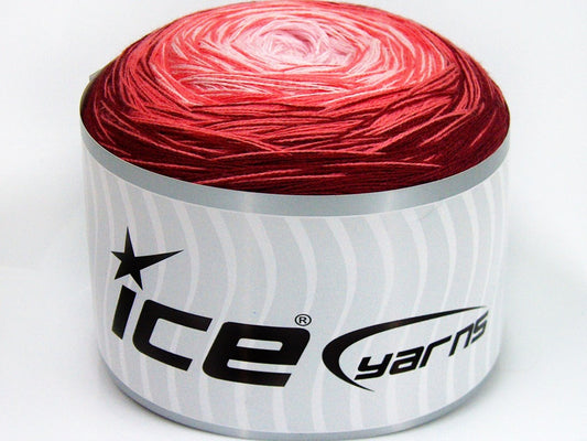Lot of 2 x 150gr Skeins Ice Yarns CAKES COTTON FINE (50% Cotton) Yarn Burgundy Light Salmon Light pink