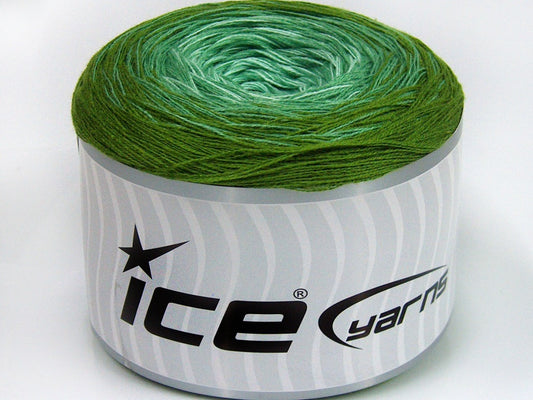 Lot of 2 x 150gr Skeins Ice Yarns CAKES COTTON FINE (50% Cotton) Yarn Green Shades