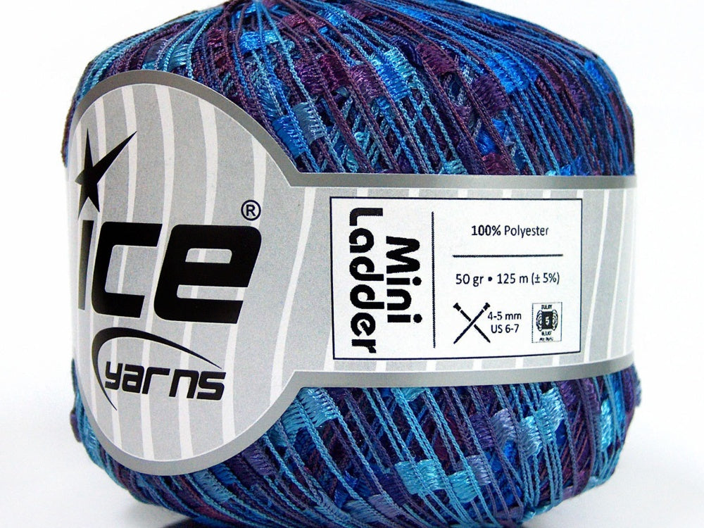 Lot of 6 Skeins Ice Yarns Trellis MINI LADDER Yarn Blue Shades Purple