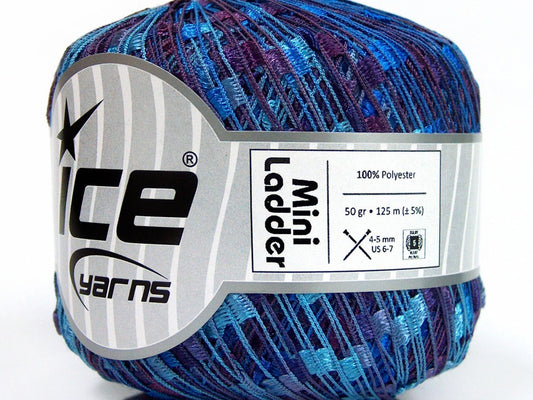 Lot of 6 Skeins Ice Yarns Trellis MINI LADDER Yarn Blue Shades Purple