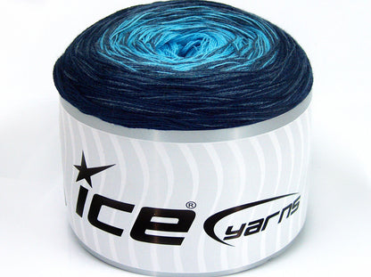 Lot of 2 x 150gr Skeins Ice Yarns CAKES COTTON FINE (50% Cotton) Yarn Navy Jeans Blue Turquoise
