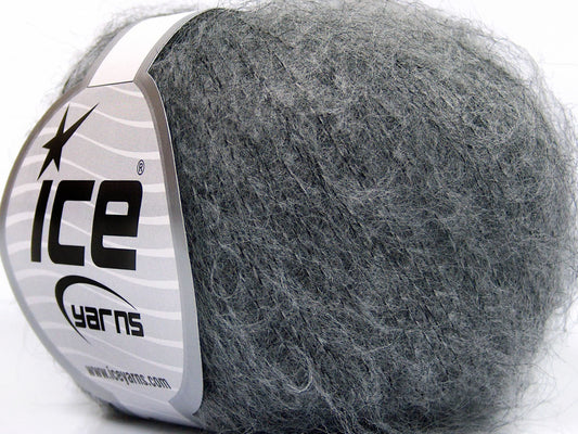 Lot of 10 Skeins Ice Yarns KID MOHAIR FINE (30% Kid Mohair) Yarn Grey