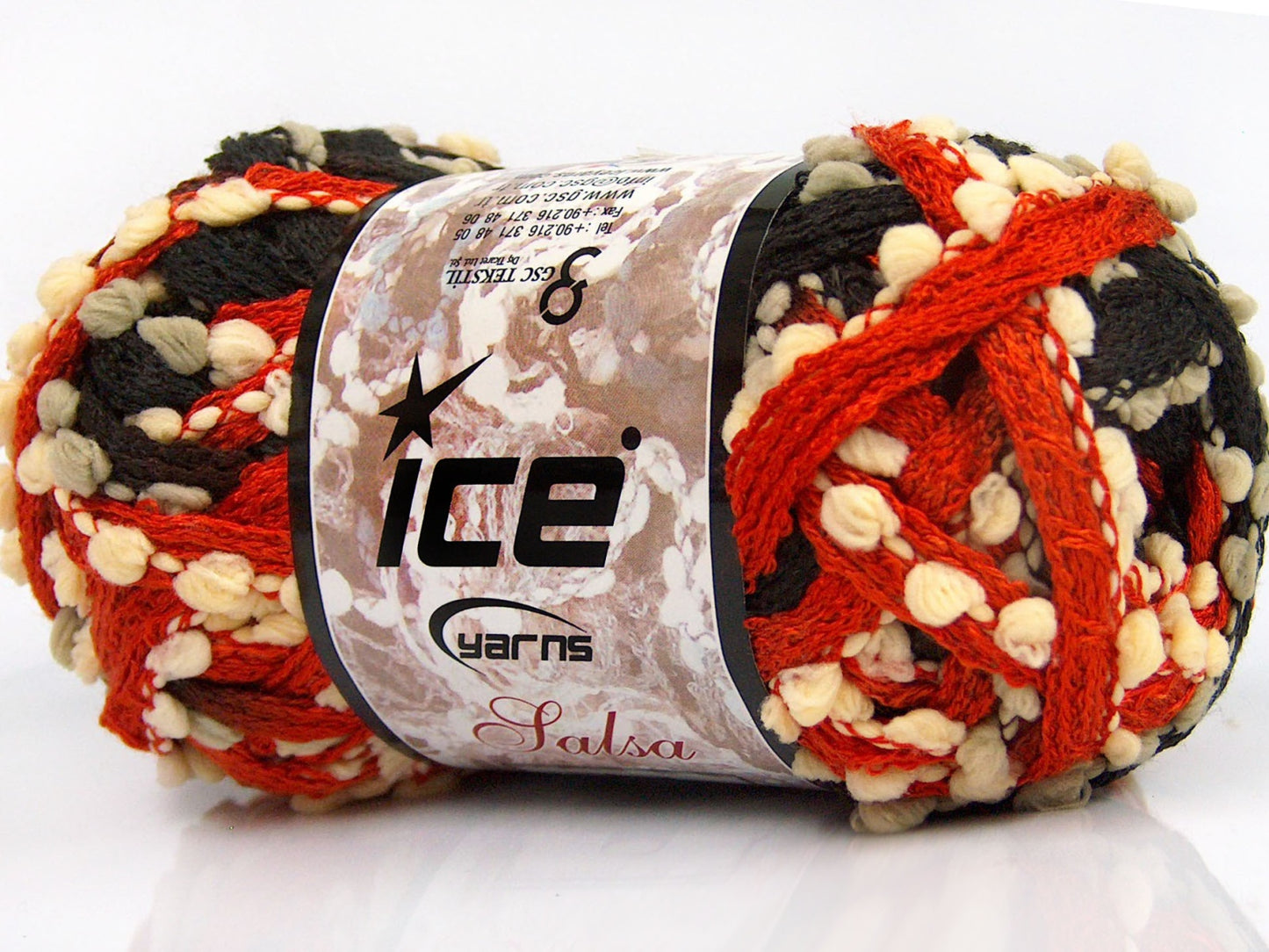 Lot of 4 x 100gr Skeins Ice Yarns SALSA Yarn Black Orange Ecru Light Grey