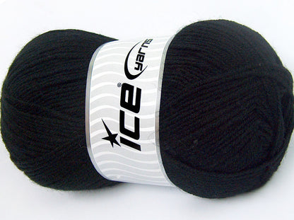 Lot of 4 x 100gr Skeins Ice Yarns FAVOURITE WOOL (50% Wool) Yarn Black