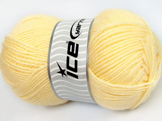 Lot of 4 x 100gr Skeins Ice Yarns FAVOURITE WOOL (50% Wool) Yarn Light Yellow