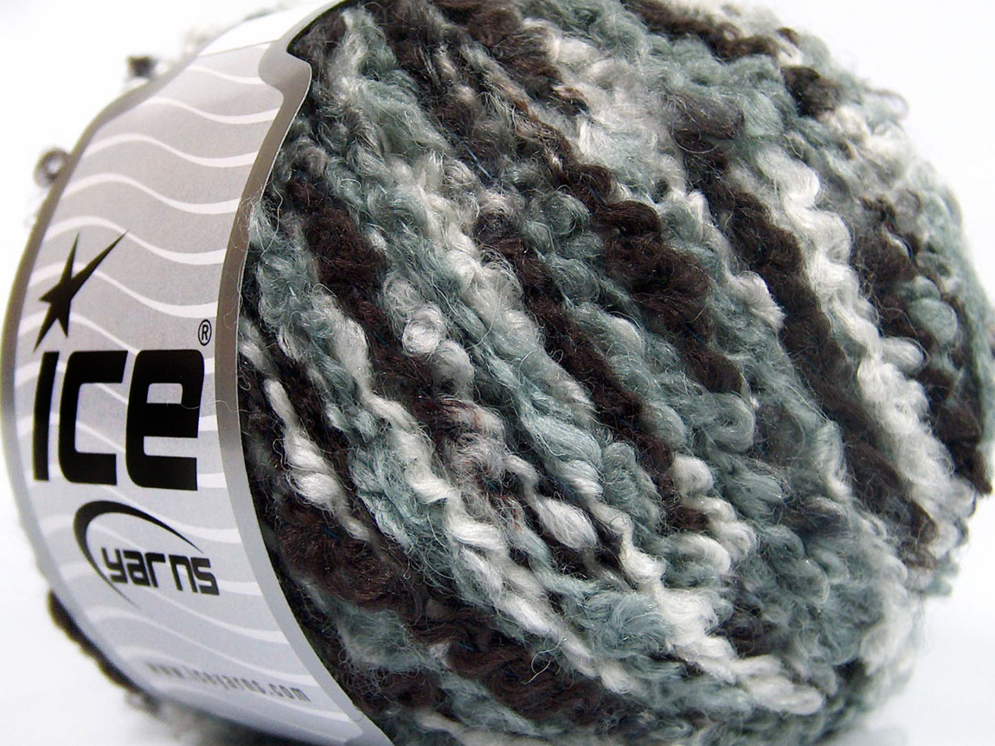 Lot of 8 Skeins Ice Yarns BOUCLE WOOL BULKY (35% Wool) Yarn Grey Shades Brown