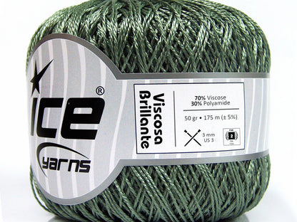 Lot of 6 Skeins Ice Yarns VISCOSA BRILLANTE (70% Viscose) Yarn Light Khaki