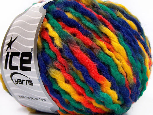Lot of 8 Skeins Ice Yarns WOOL SUPERBULKY COLOR (30% Wool 10% Mohair) Yarn Yellow Orange Green Navy