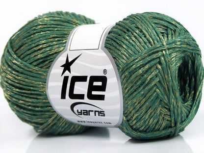 Lot of 8 Skeins Ice Yarns QUARTZ Hand Knitting Yarn Green Gold