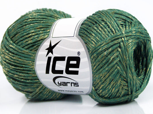 Lot of 8 Skeins Ice Yarns QUARTZ Hand Knitting Yarn Green Gold