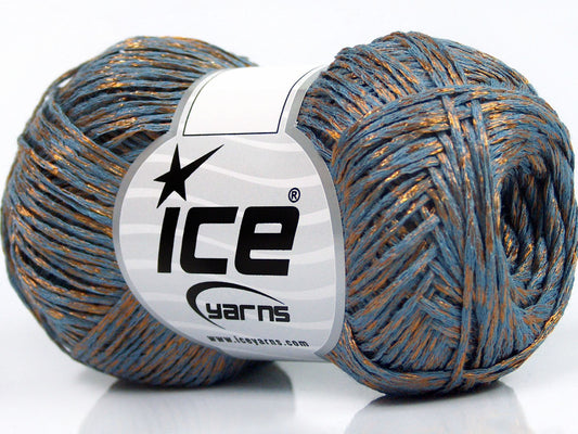 Lot of 8 Skeins Ice Yarns QUARTZ Hand Knitting Yarn Blue Gold