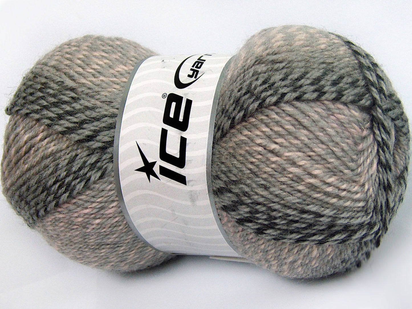 Lot of 4 x 100gr Skeins Ice Yarns PUZZLE WOOL (50% Wool) Yarn Grey Shades Pink