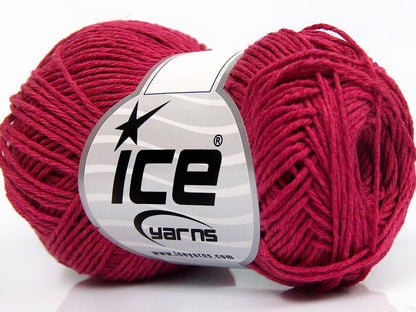 Lot of 8 Skeins Ice Yarns NATURAL COTTON FINE (100% Cotton) Yarn Fuchsia