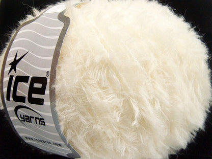 Lot of 8 Skeins Ice Yarns Wool SALE EYELASH (40% Wool 15% Viscose) Yarn Cream