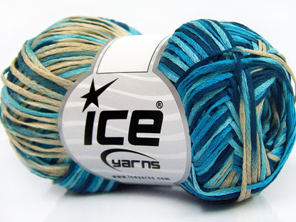 Lot of 8 Skeins Ice Yarns FETTUCCIA FINE Yarn Blue Turquoise Beige